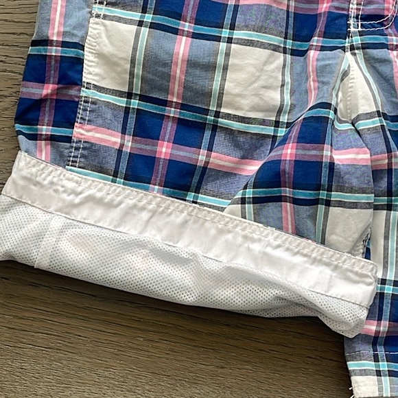 Mens Abercrombie & Fitch Fully Mesh Lined Pink, White & Blue Plaid Swim Trunks-L - Picture 8 of 8